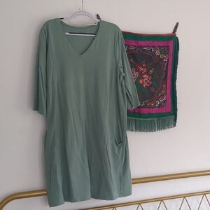 Green V-Neck Dress